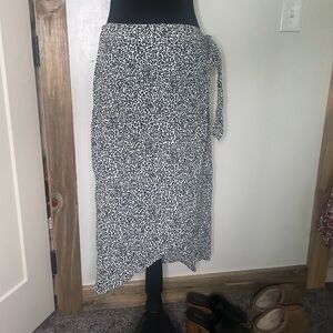 American Eagle Outfitters Black and White Leopard Print Asymmetrical Wrap Skirt